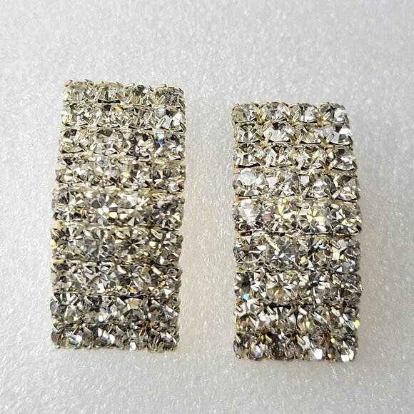 Rhinestone Rectangular Earrings - Picture 1 of 5